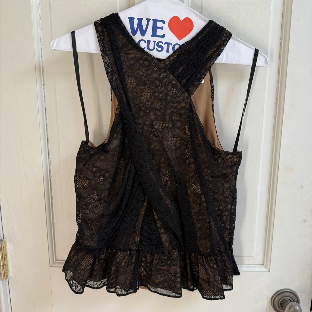 Veronica Beard Black Lace Sleeveless Top